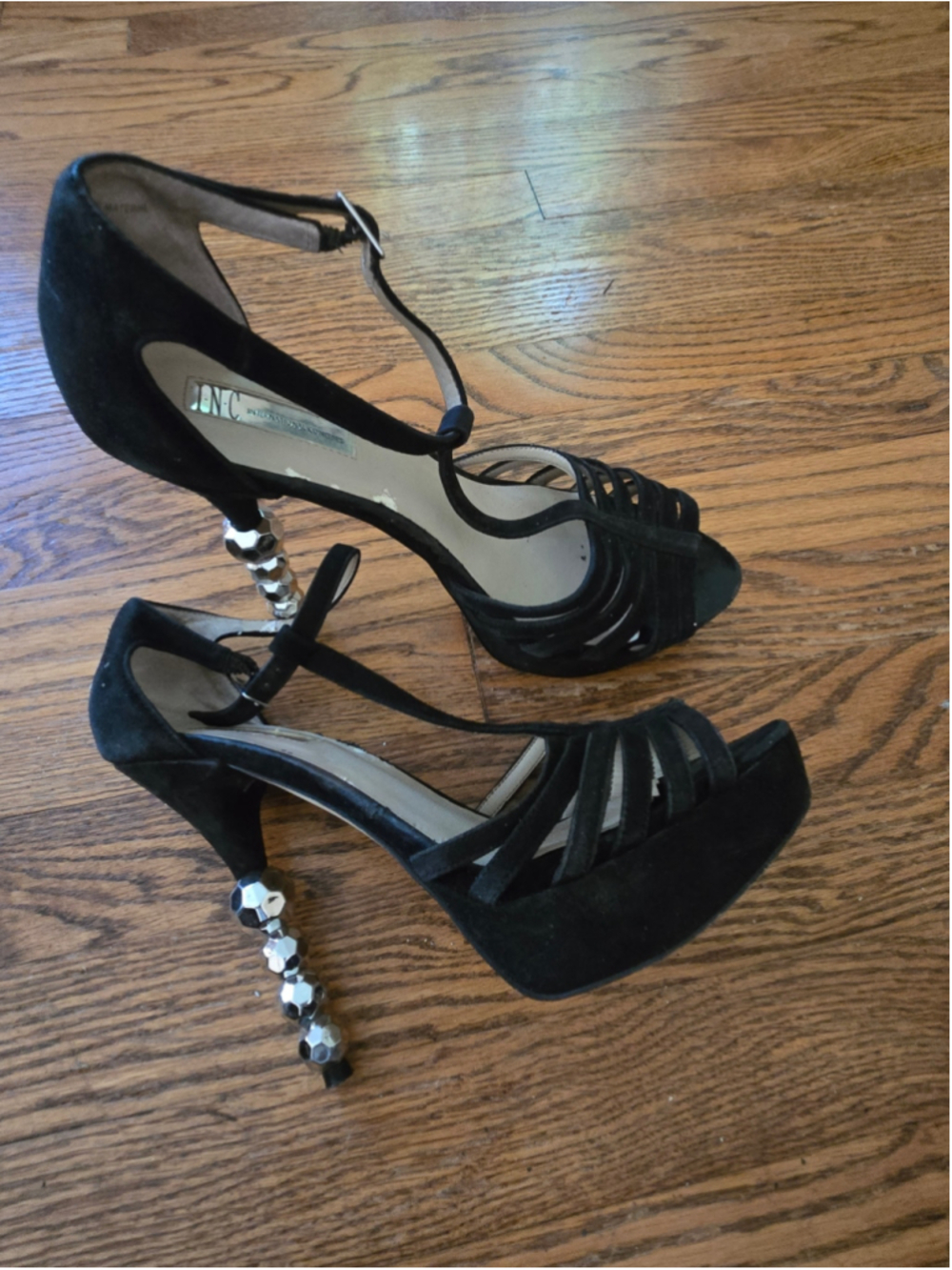 Women's INC International Concepts Black Silver Heels Size 10